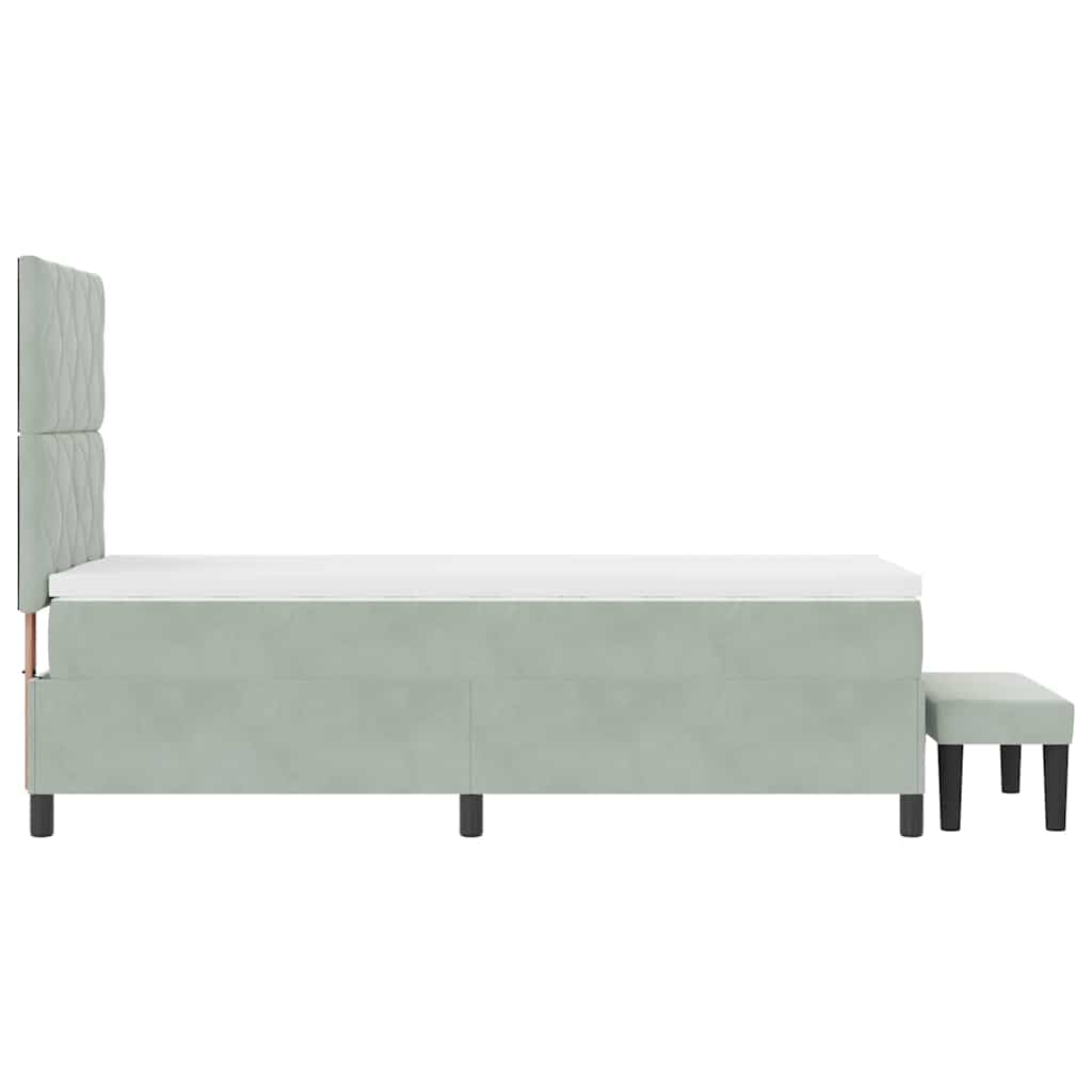 vidaXL Łóżko sprężynowe Z zagłówkiem Jasnoszary 200 x 100 cm Aksamit