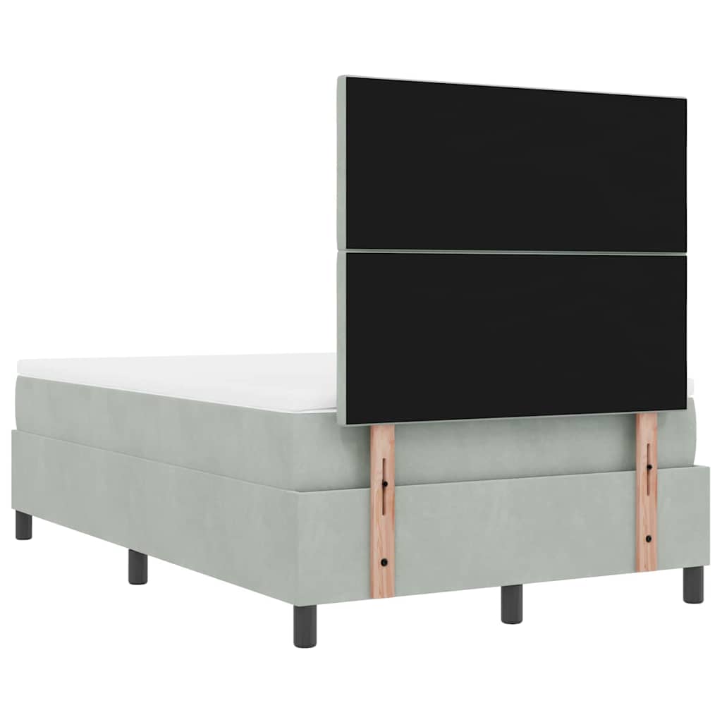 vidaXL Łóżko sprężynowe z poduszką Jasnoszary 200 x 120 cm Aksamit