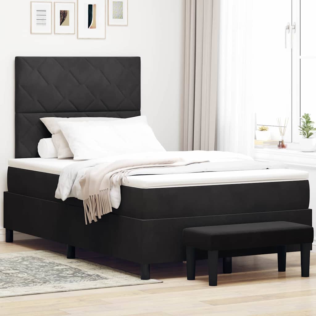 vidaXL Łóżko sprężynowe Z zagłówkiem Czarny 200 x 120 cm Aksamit