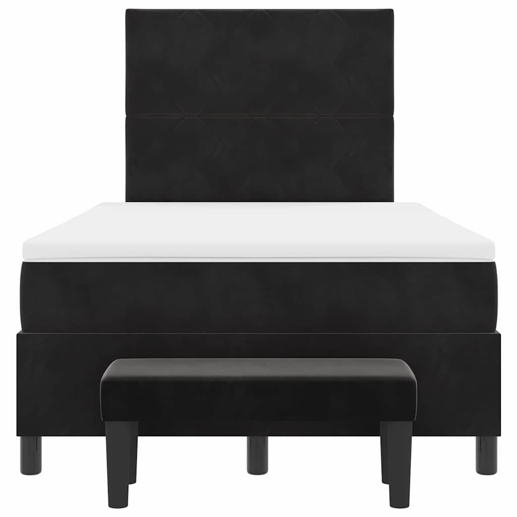 vidaXL Łóżko sprężynowe Z zagłówkiem Czarny 200 x 120 cm Aksamit