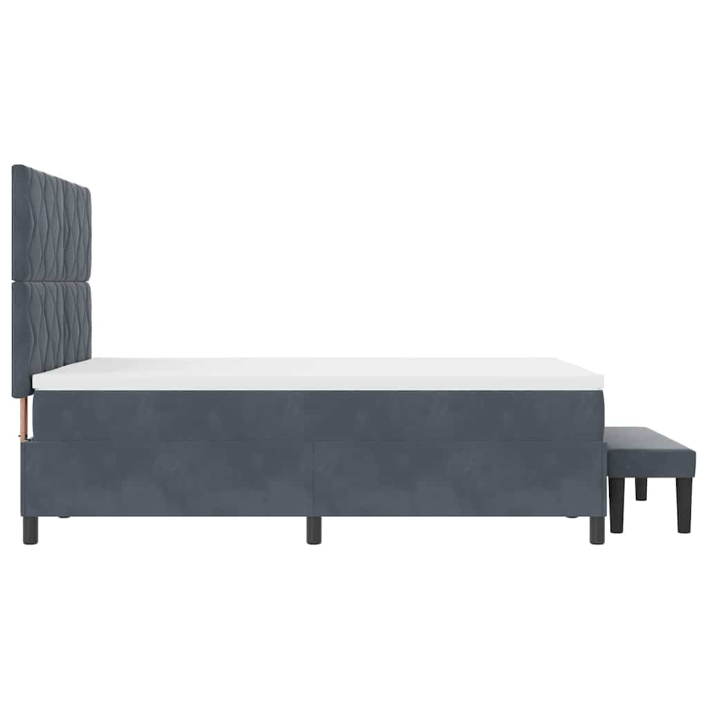 vidaXL Łóżko sprężynowe Z zagłówkiem Ciemnoszary 200 x 140 cm Aksamit