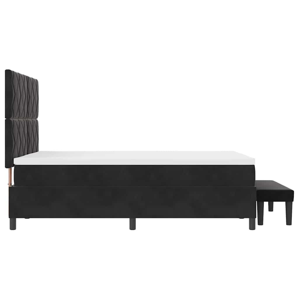 vidaXL Łóżko sprężynowe Z zagłówkiem Czarny 200 x 140 cm Aksamit