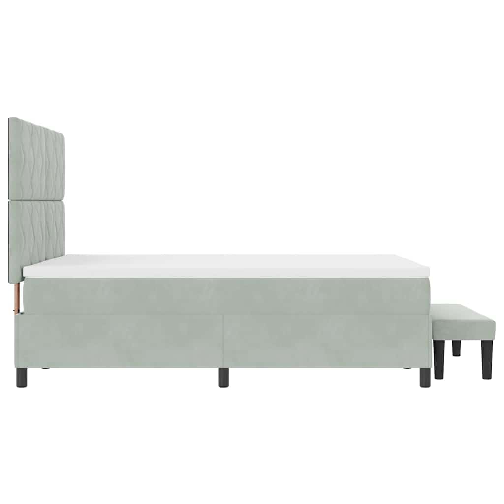 vidaXL Łóżko sprężynowe Z zagłówkiem Jasnoszary 200 x 160 cm Aksamit