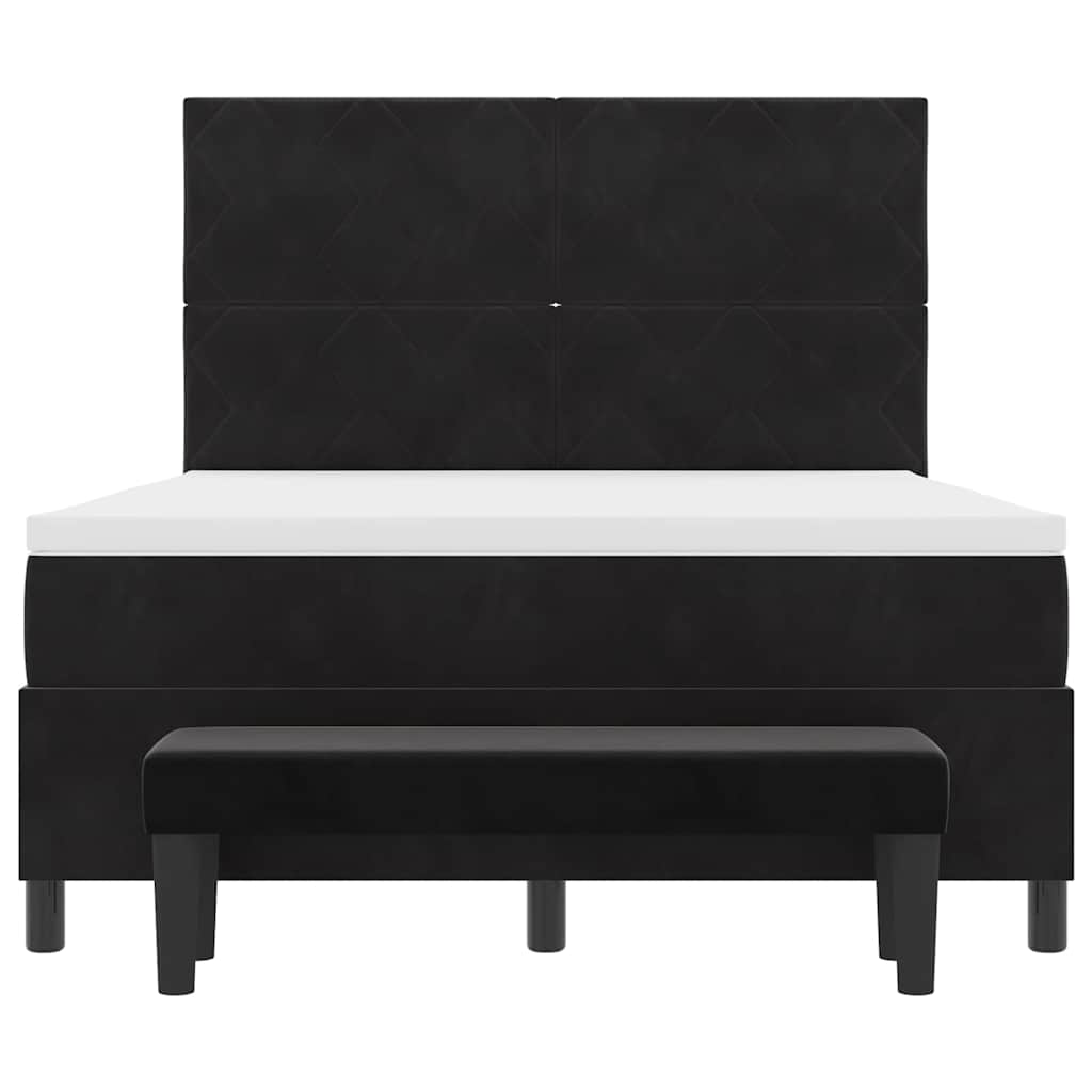 vidaXL Łóżko sprężynowe Z zagłówkiem Czarny 200 x 160 cm Aksamit