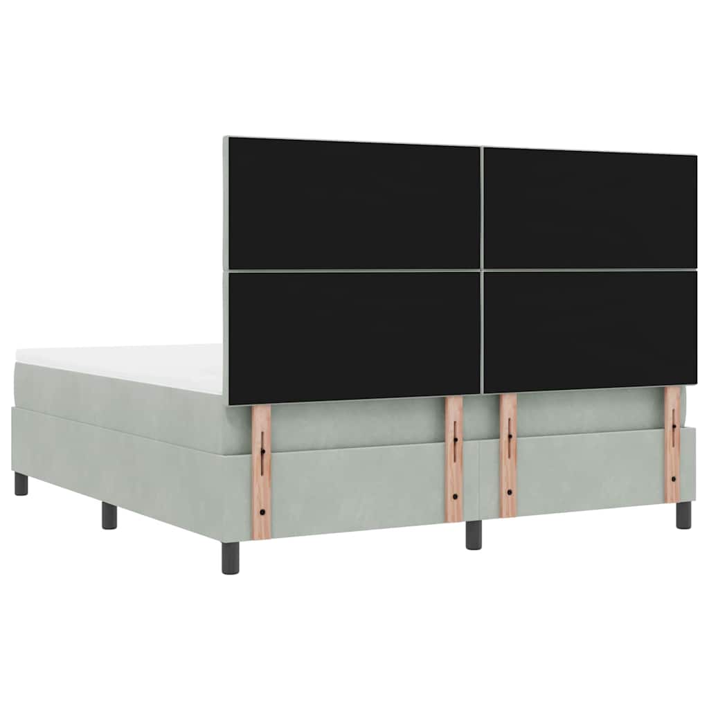 vidaXL Łóżko sprężynowe Z zagłówkiem Jasnoszary 200 x 180 cm Aksamit