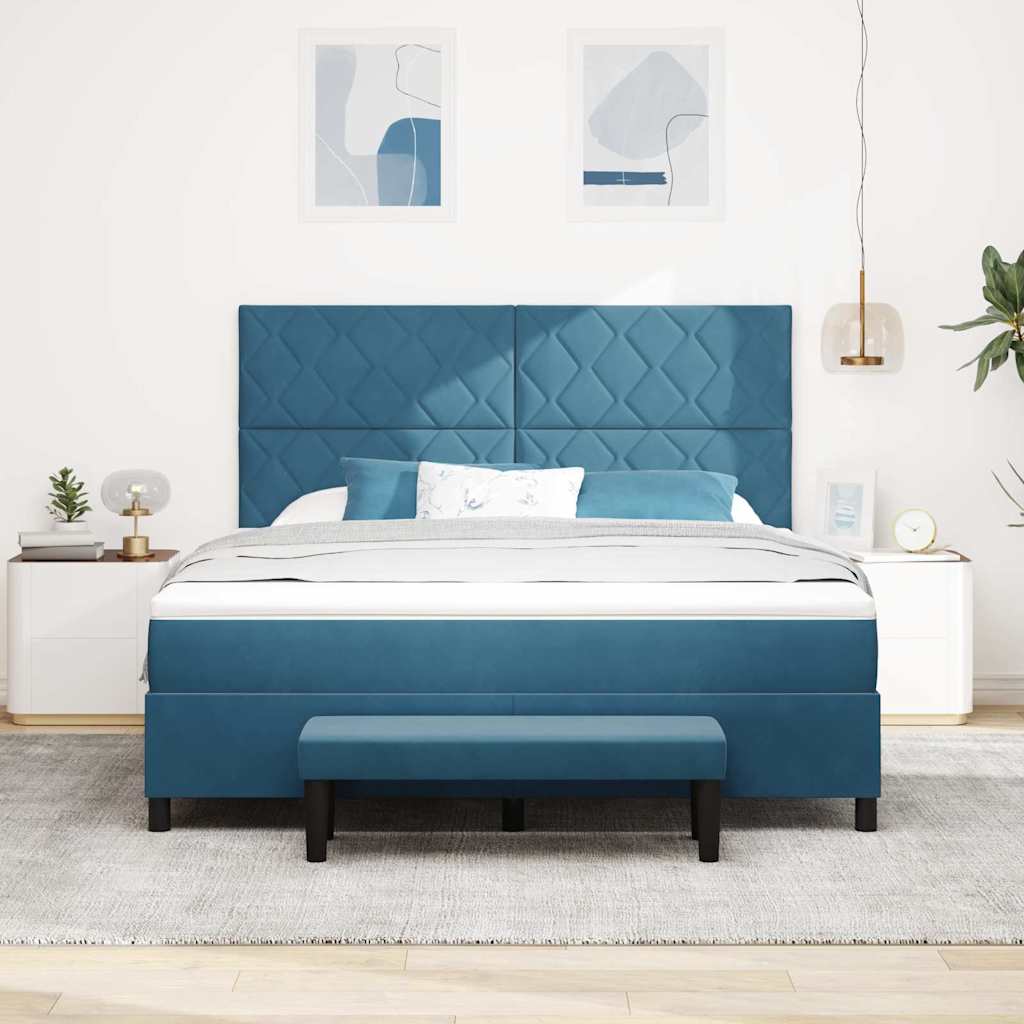 vidaXL Łóżko sprężynowe Z zagłówkiem granatowy 200 x 180 cm Aksamit