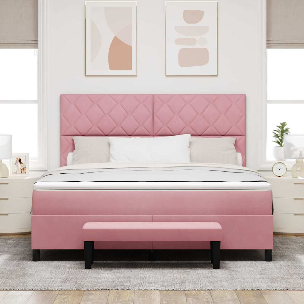 vidaXL Łóżko sprężynowe Z zagłówkiem Różowy 200 x 180 cm Aksamit