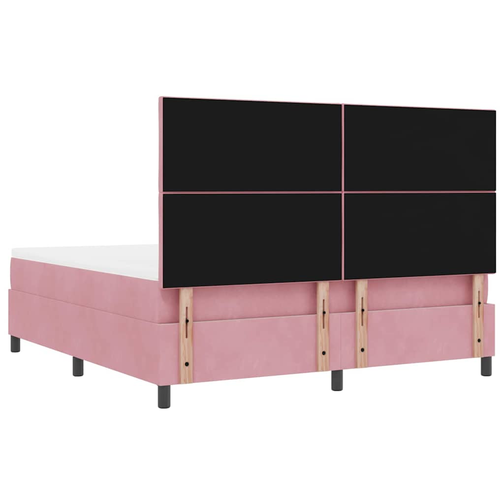 vidaXL Łóżko sprężynowe Z zagłówkiem Różowy 200 x 180 cm Aksamit