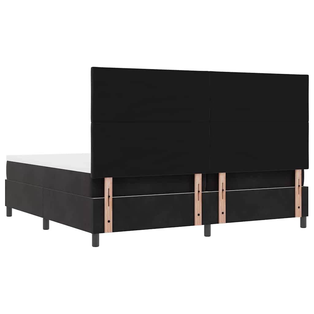 vidaXL Łóżko sprężynowe Z zagłówkiem Czarny 200 x 200 cm Aksamit