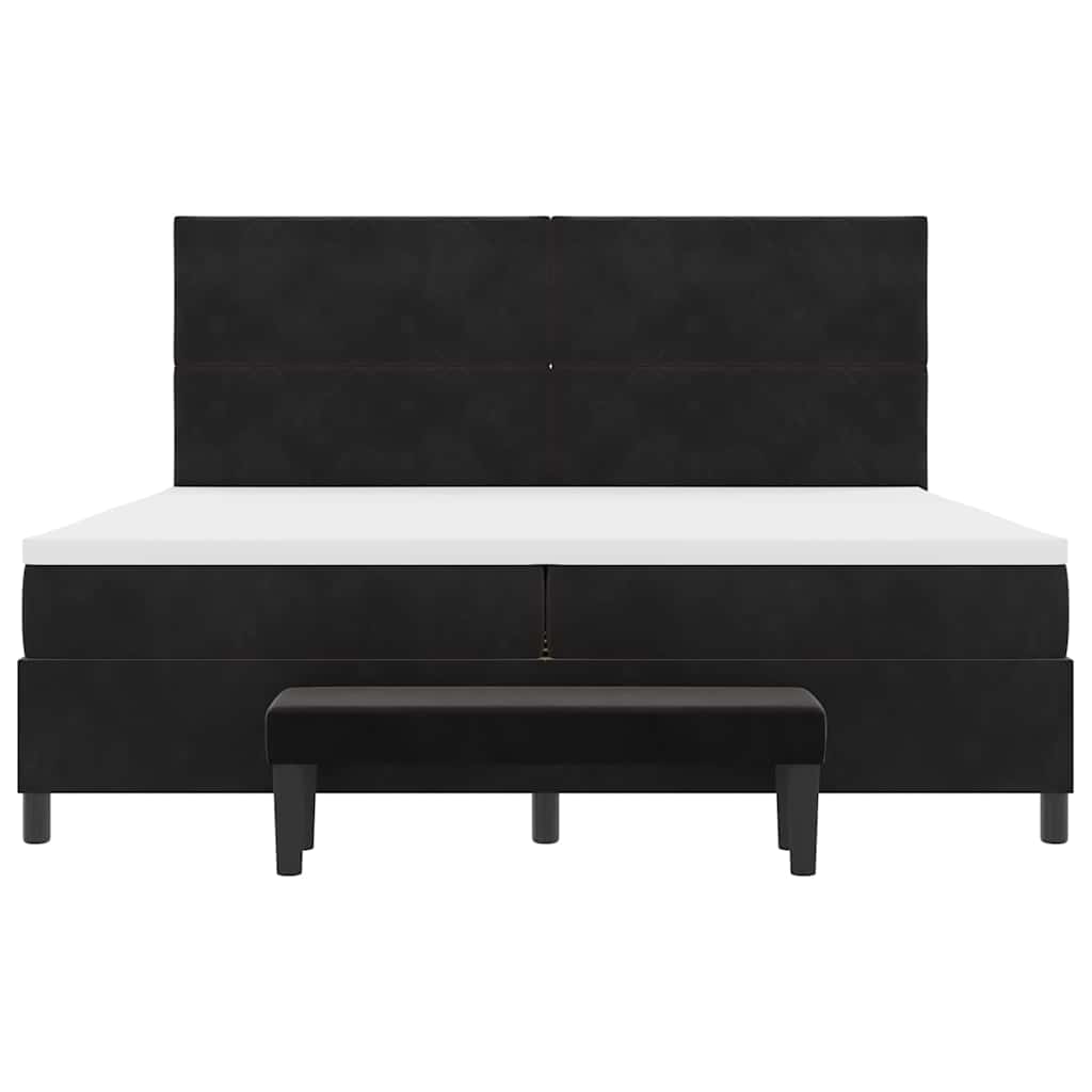 vidaXL Łóżko sprężynowe Z zagłówkiem Czarny 200 x 200 cm Aksamit