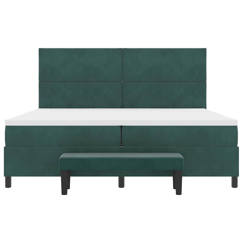 vidaXL Łóżko sprężynowe Ciemna zieleń 200 x 200 cm Aksamit