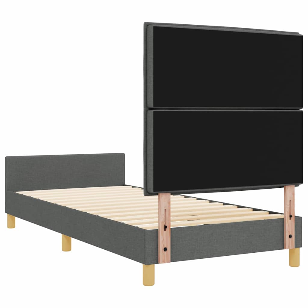 vidaXL Ramka łóżka Z zagłówkiem ciemno szary 80 x 200 cm tkanina