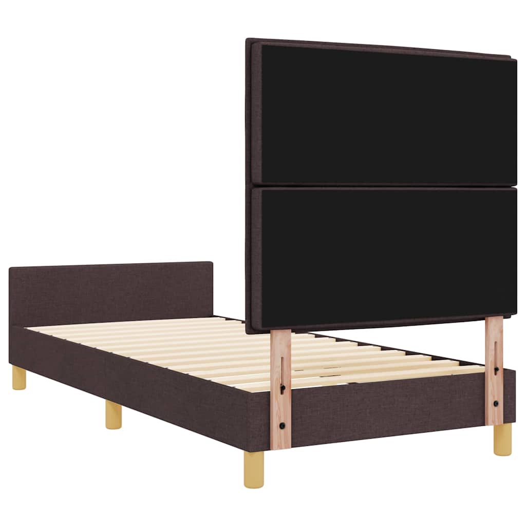 vidaXL Ramka łóżka Z zagłówkiem ciemnobrązowy 80 x 200 cm tkanina