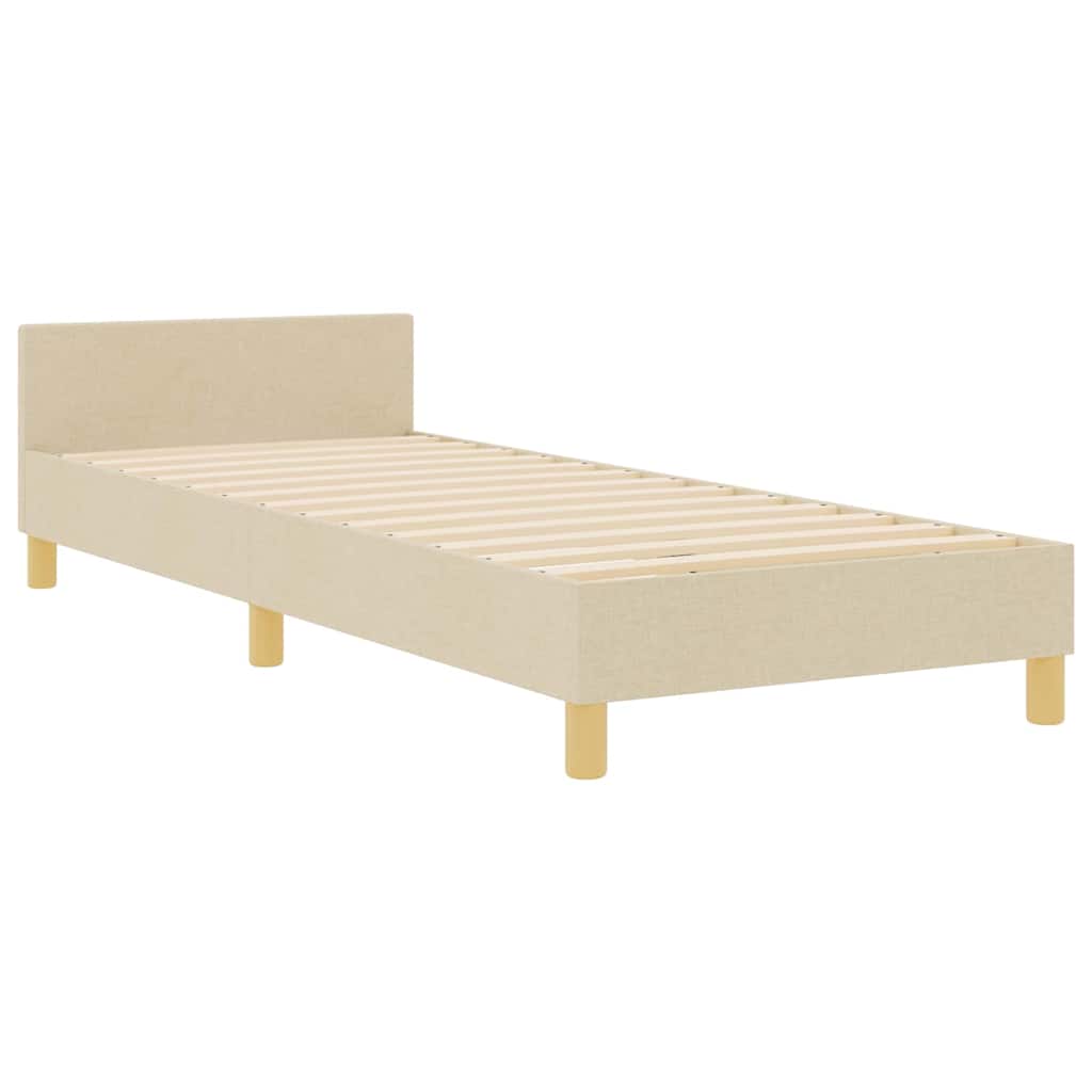 vidaXL Ramka łóżka Z zagłówkiem Kremowy 80 x 200 cm tkanina