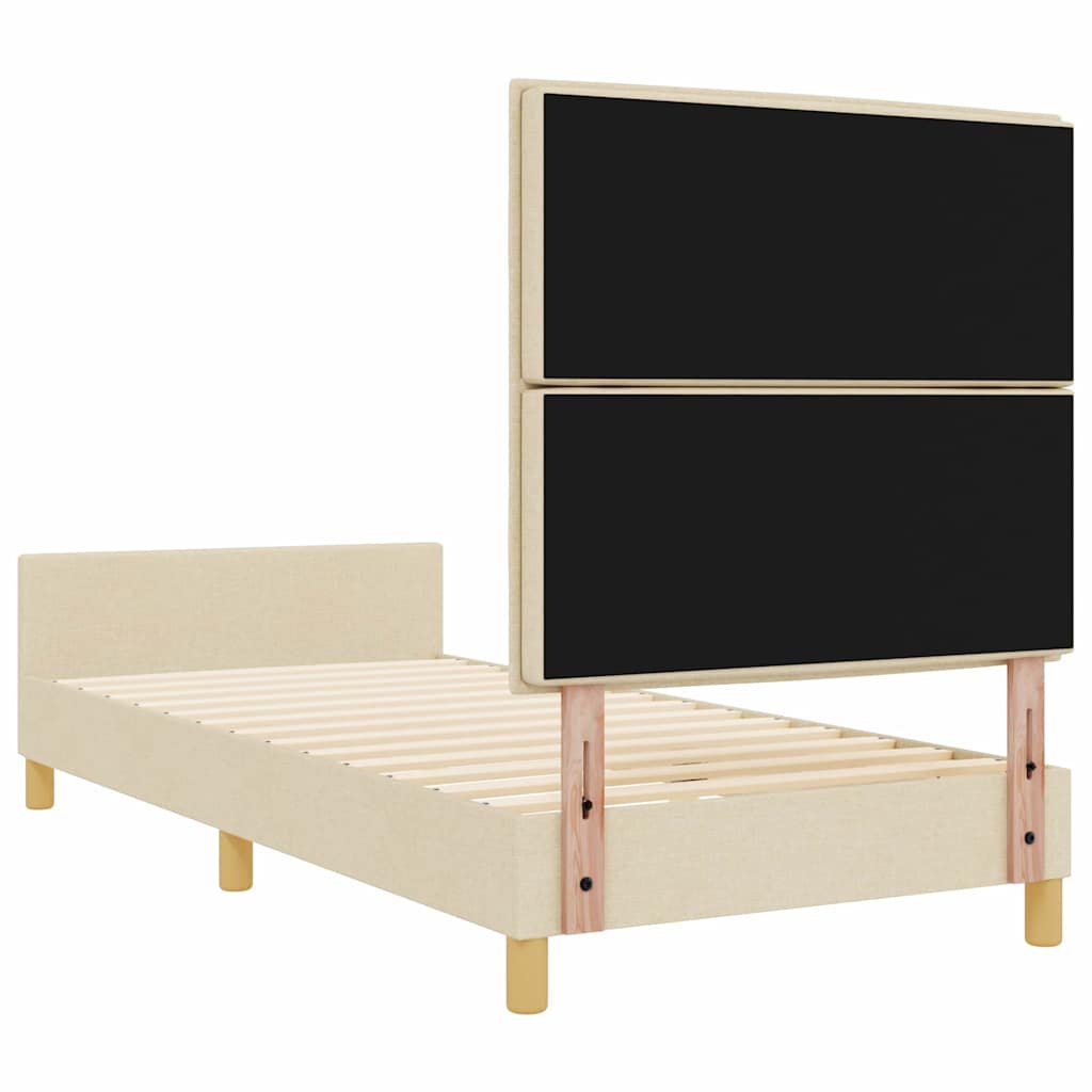 vidaXL Ramka łóżka Z zagłówkiem Kremowy 80 x 200 cm tkanina