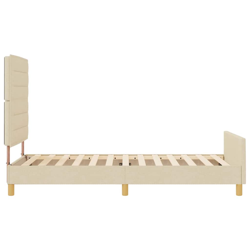 vidaXL Ramka łóżka Z zagłówkiem Kremowy 80 x 200 cm tkanina