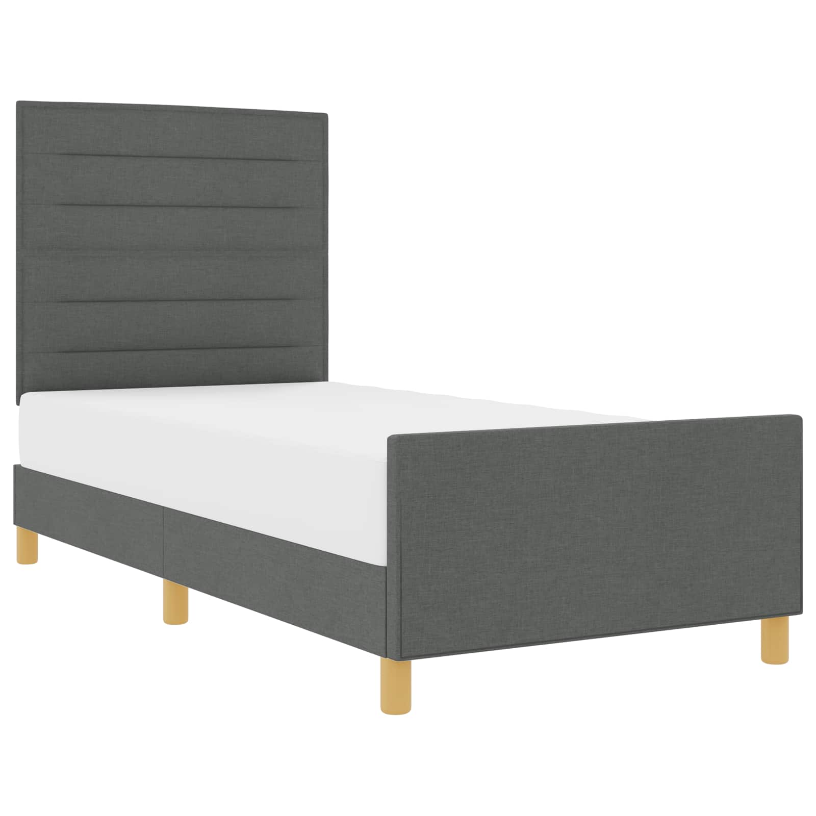 vidaXL Ramka łóżka Z zagłówkiem ciemno szary 90 x 190 cm tkanina