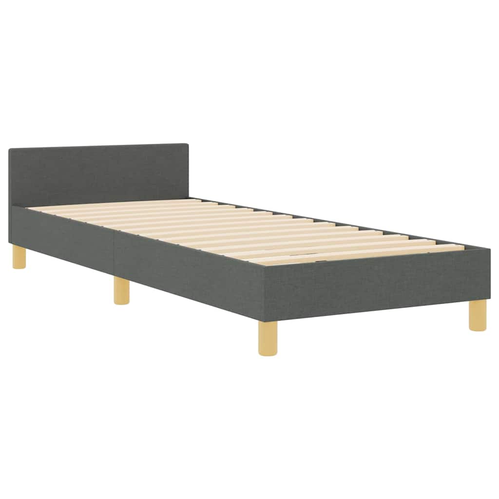 vidaXL Ramka łóżka Z zagłówkiem ciemno szary 90 x 190 cm tkanina