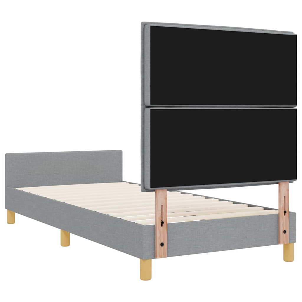vidaXL Ramka łóżka Z zagłówkiem Jasnoszary 90 x 200 cm tkanina