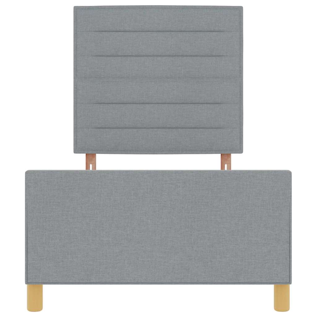 vidaXL Ramka łóżka Z zagłówkiem Jasnoszary 90 x 200 cm tkanina