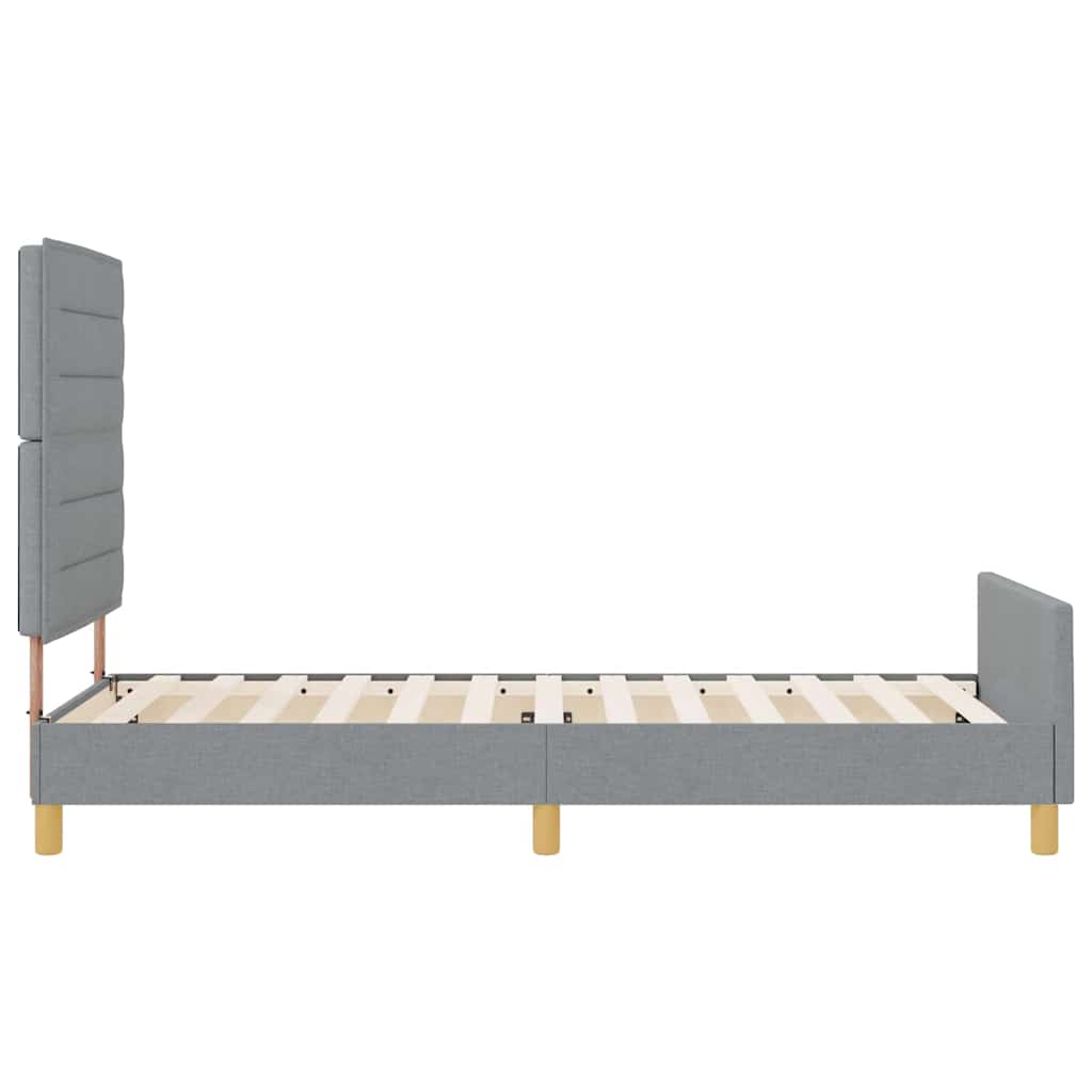 vidaXL Ramka łóżka Z zagłówkiem Jasnoszary 90 x 200 cm tkanina