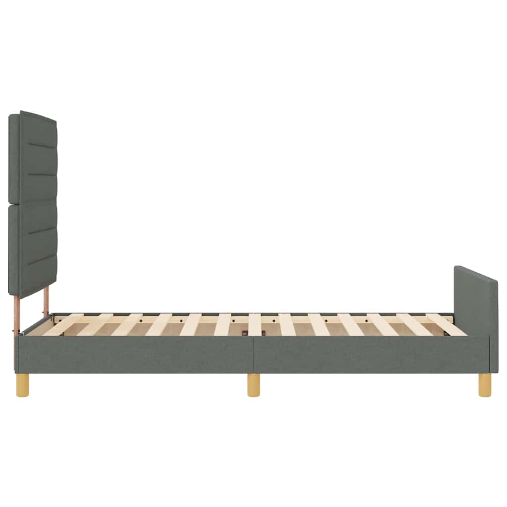 vidaXL Ramka łóżka Z zagłówkiem ciemno szary 100 x 200 cm tkanina