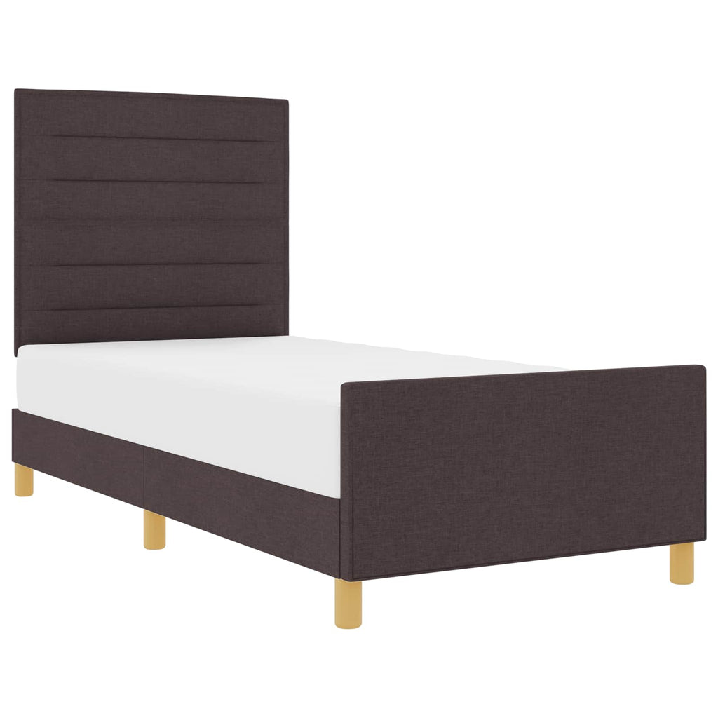 vidaXL Ramka łóżka Z zagłówkiem ciemnobrązowy 100 x 200 cm tkanina