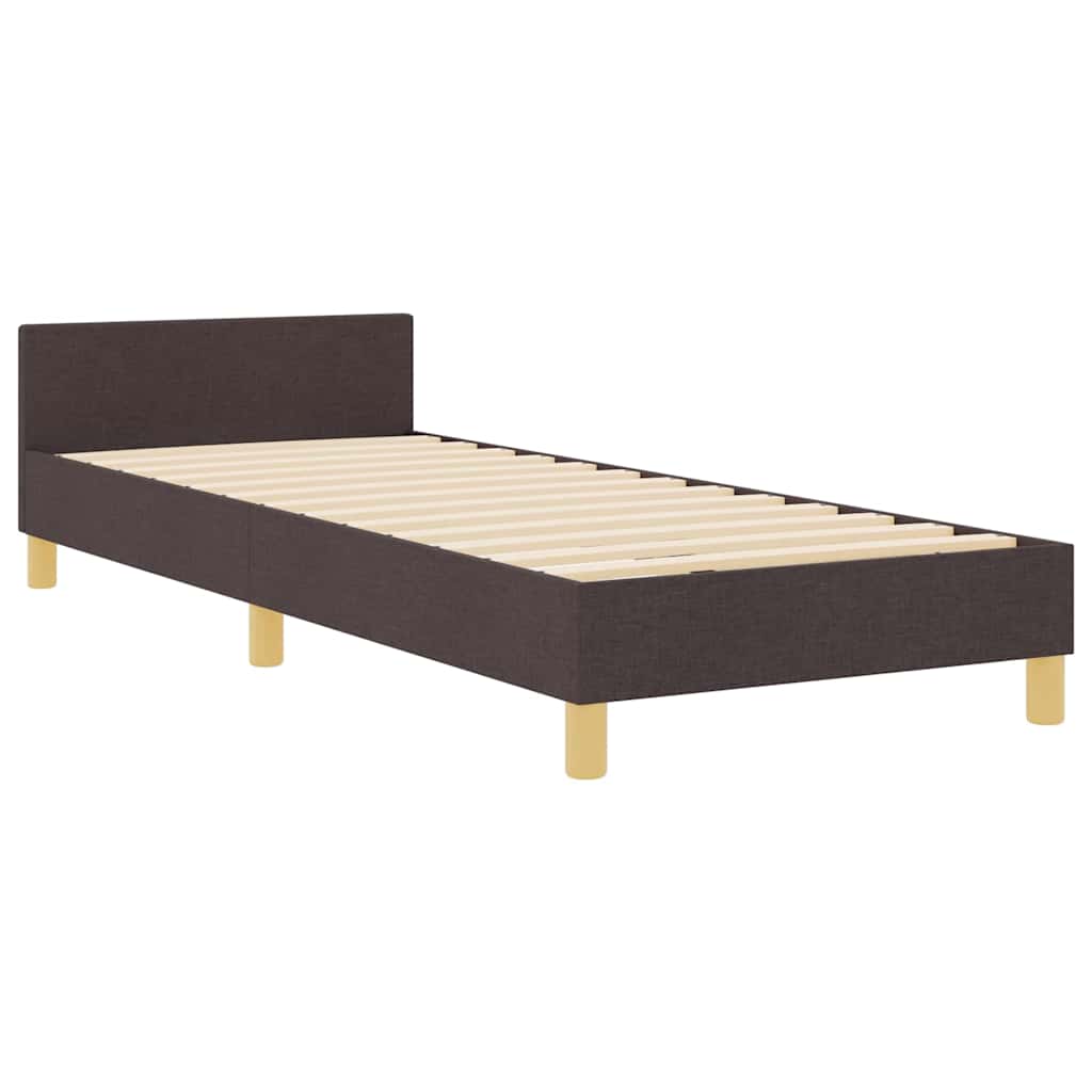 vidaXL Ramka łóżka Z zagłówkiem ciemnobrązowy 100 x 200 cm tkanina