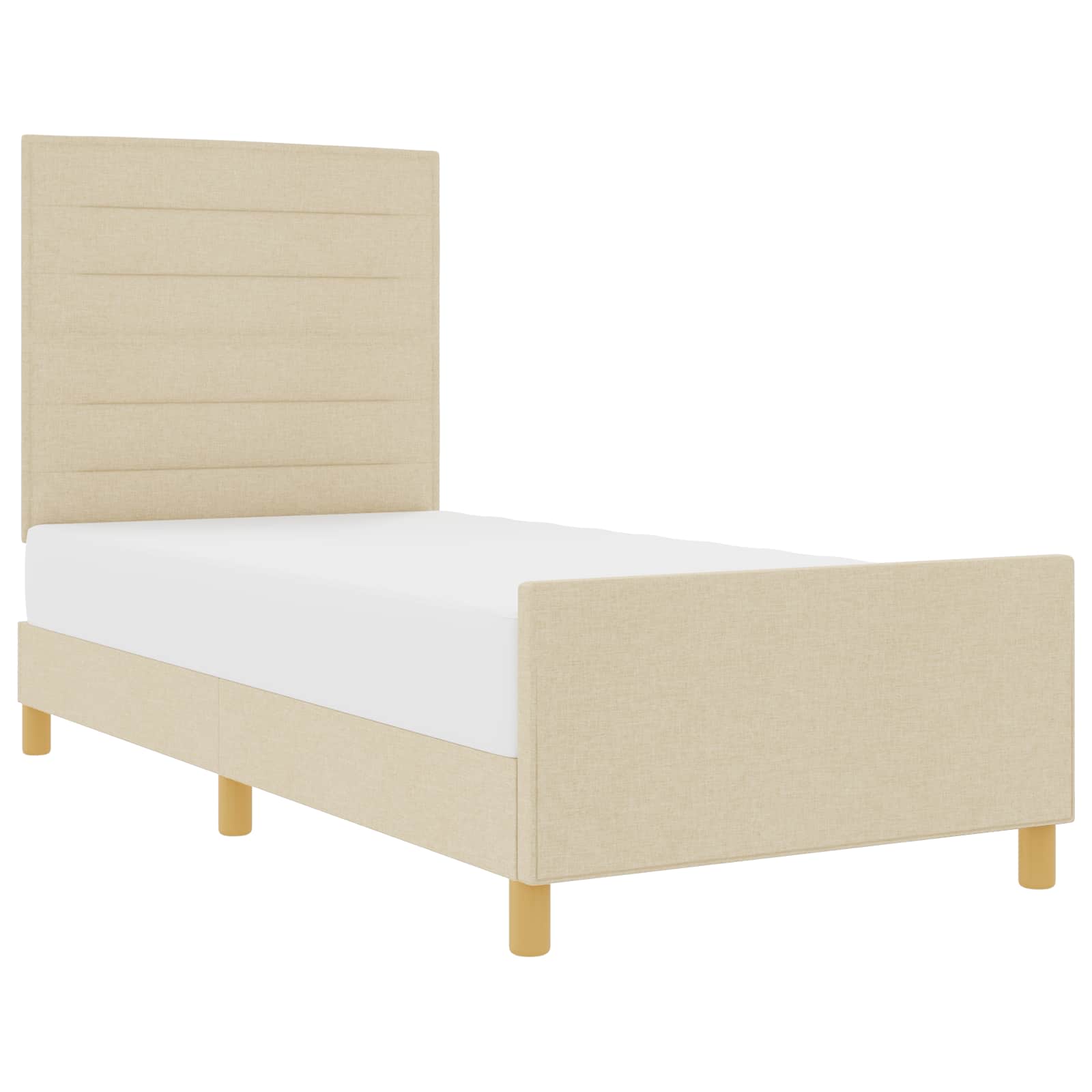 vidaXL Ramka łóżka Z zagłówkiem Kremowy 100 x 200 cm tkanina