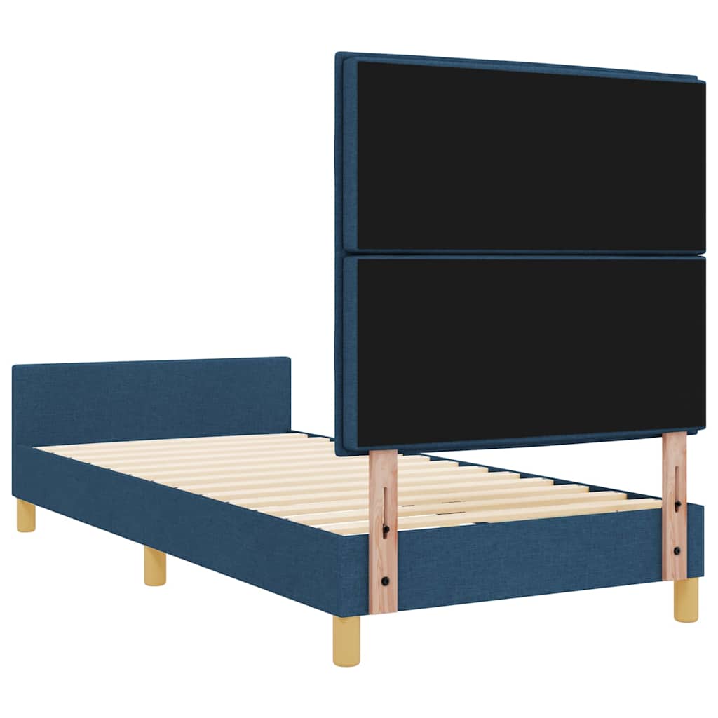vidaXL Ramka łóżka Z zagłówkiem Niebieski 100 x 200 cm tkanina
