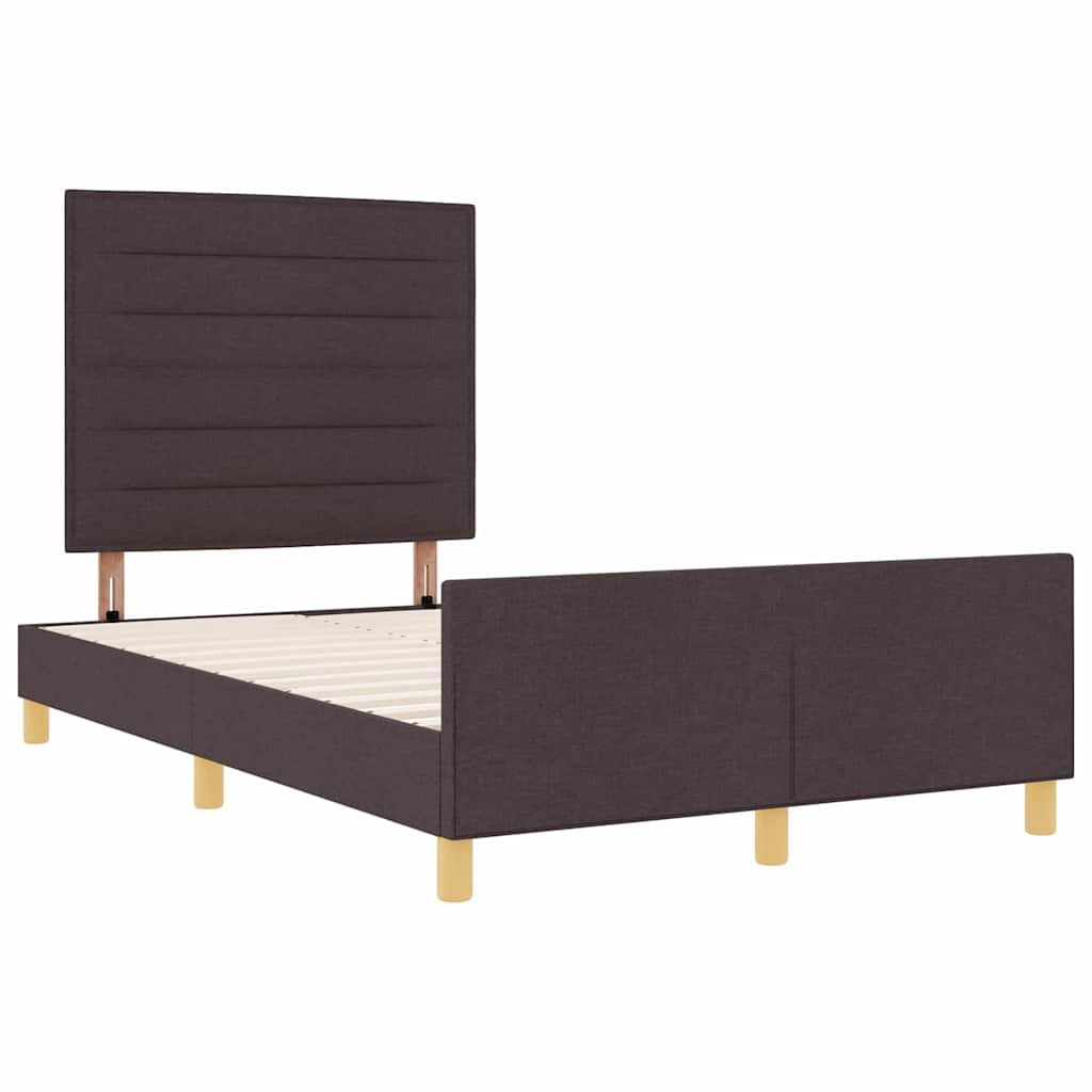 vidaXL Ramka łóżka Z zagłówkiem ciemnobrązowy 120 x 190 cm tkanina