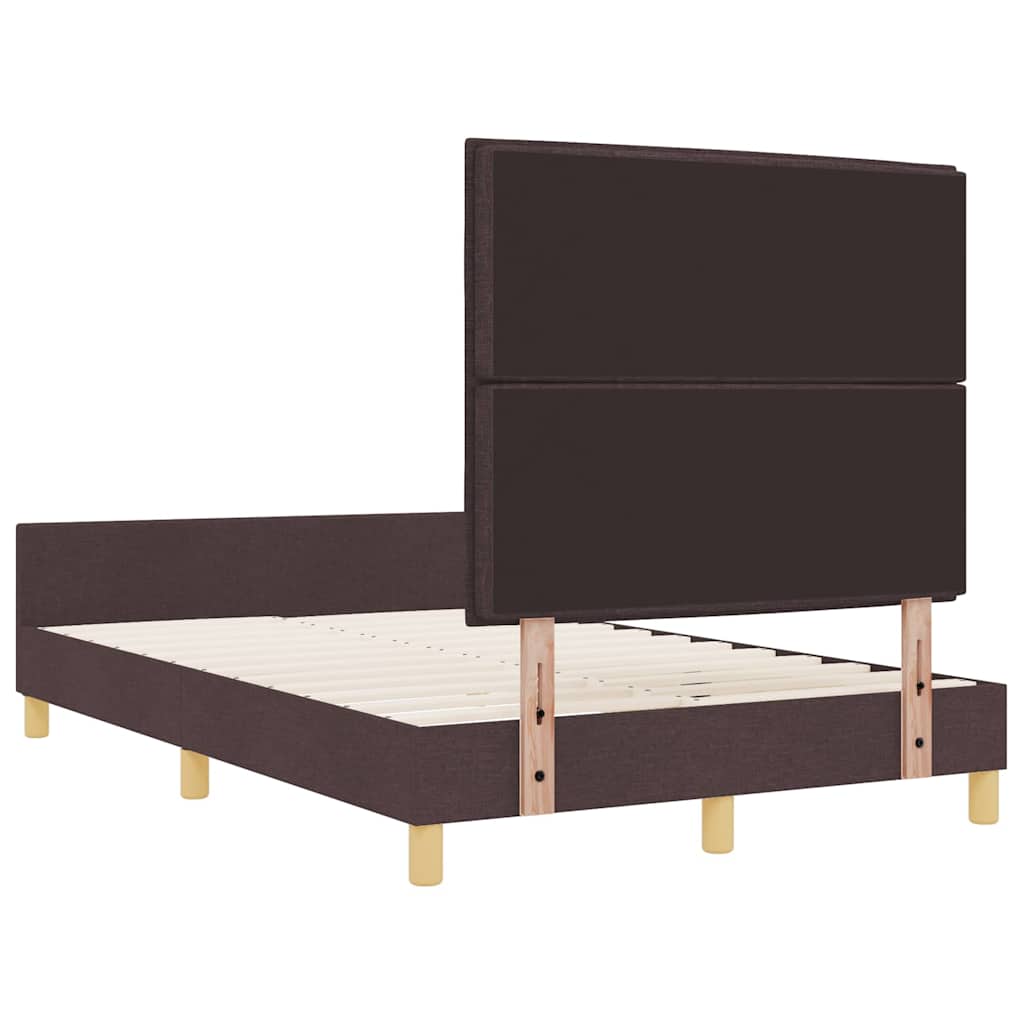 vidaXL Ramka łóżka Z zagłówkiem ciemnobrązowy 120 x 190 cm tkanina