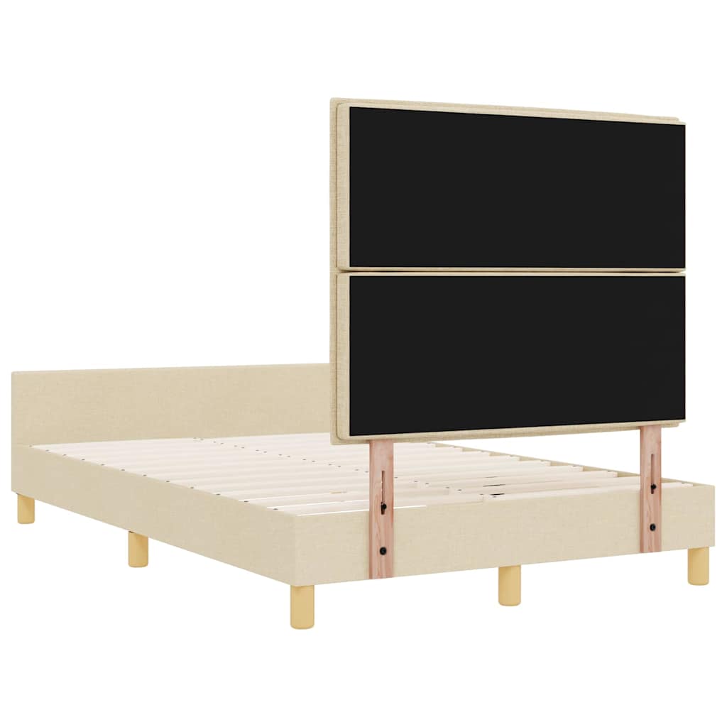 vidaXL Ramka łóżka Z zagłówkiem Kremowy 120 x 190 cm tkanina