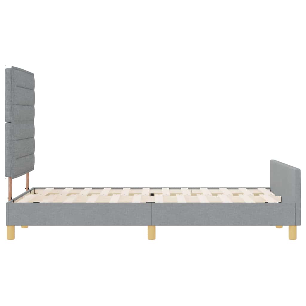 vidaXL Ramka łóżka Z zagłówkiem Jasnoszary 120 x 200 cm tkanina