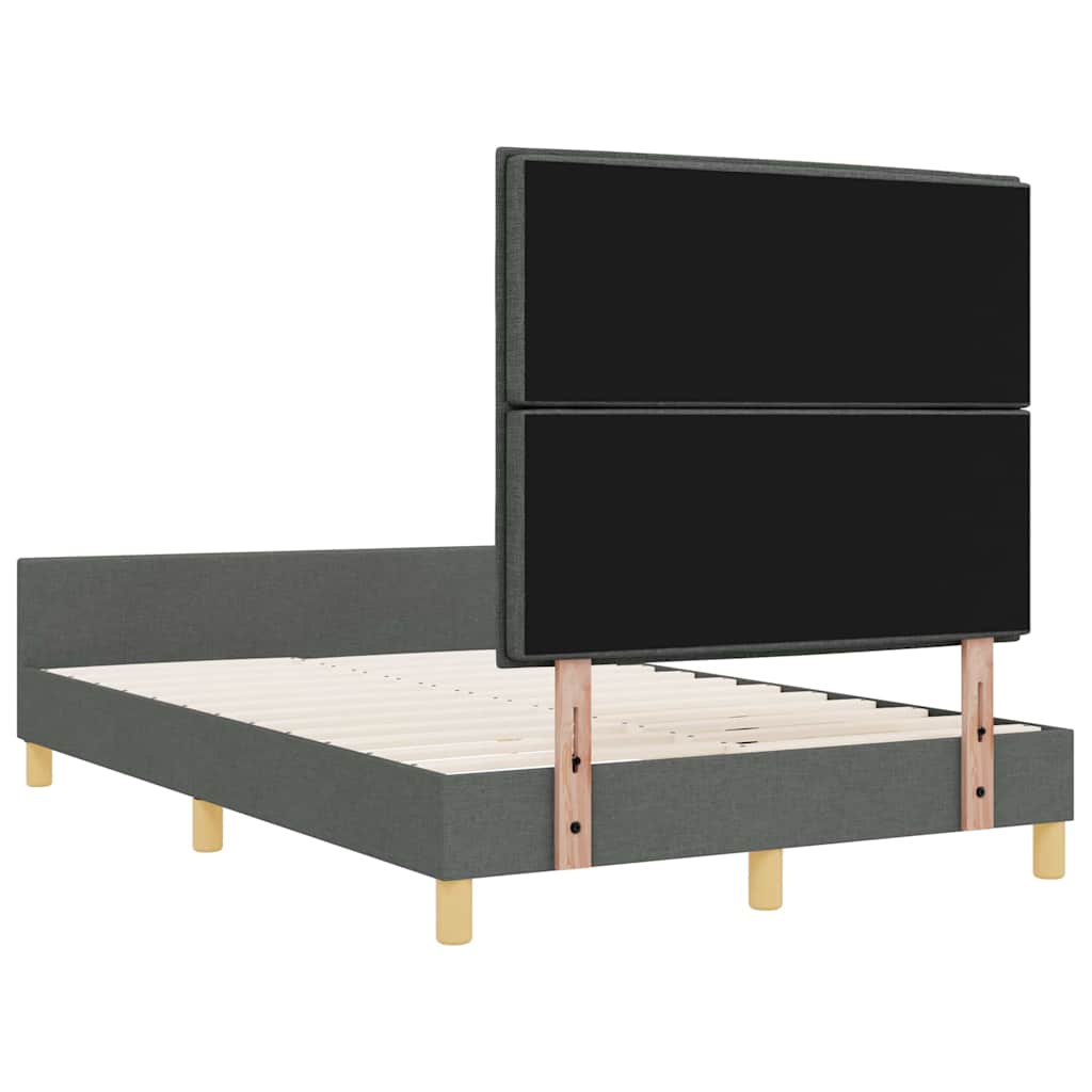 vidaXL Ramka łóżka Z zagłówkiem ciemno szary 120 x 200 cm tkanina