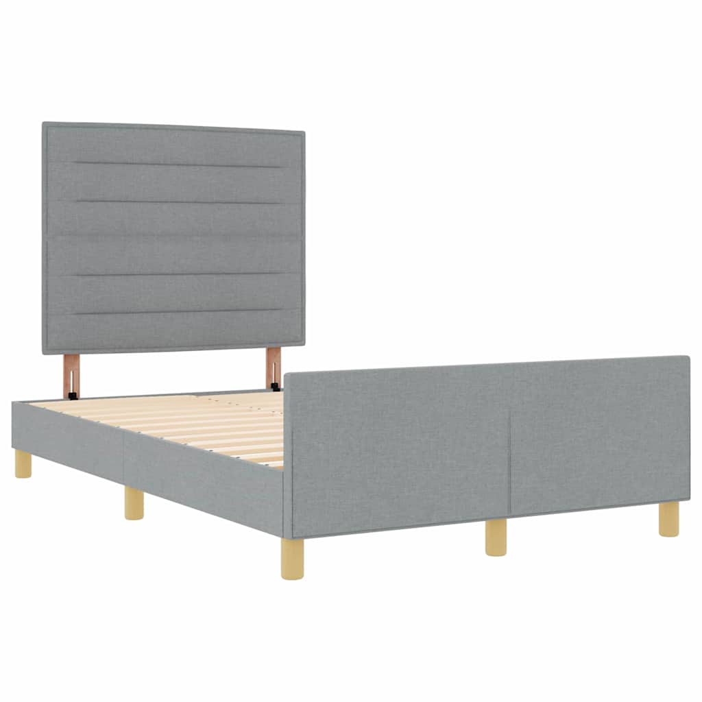vidaXL Ramka łóżka Z zagłówkiem Jasnoszary 140 x 190 cm tkanina