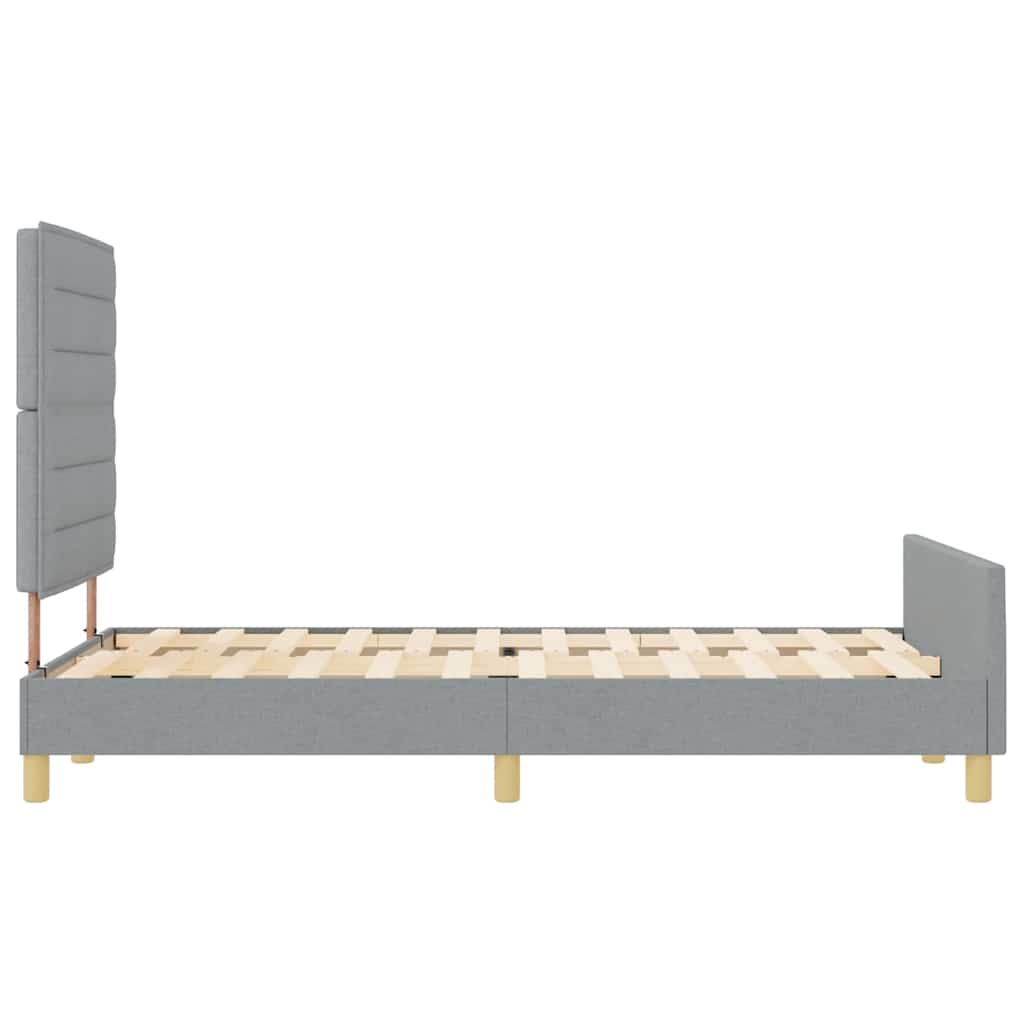 vidaXL Ramka łóżka Z zagłówkiem Jasnoszary 140 x 190 cm tkanina