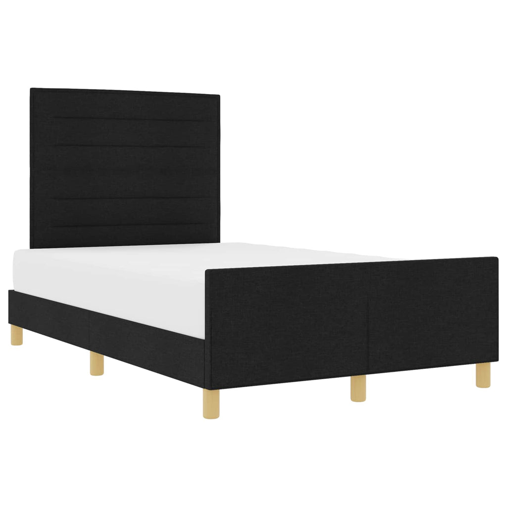vidaXL Ramka łóżka Z zagłówkiem Czarny 140 x 190 cm tkanina