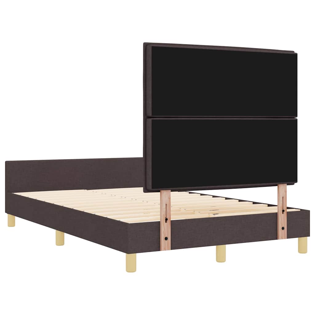 vidaXL Ramka łóżka Z zagłówkiem ciemnobrązowy 140 x 190 cm tkanina