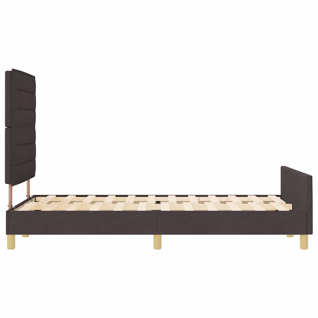 vidaXL Ramka łóżka Z zagłówkiem ciemnobrązowy 140 x 190 cm tkanina