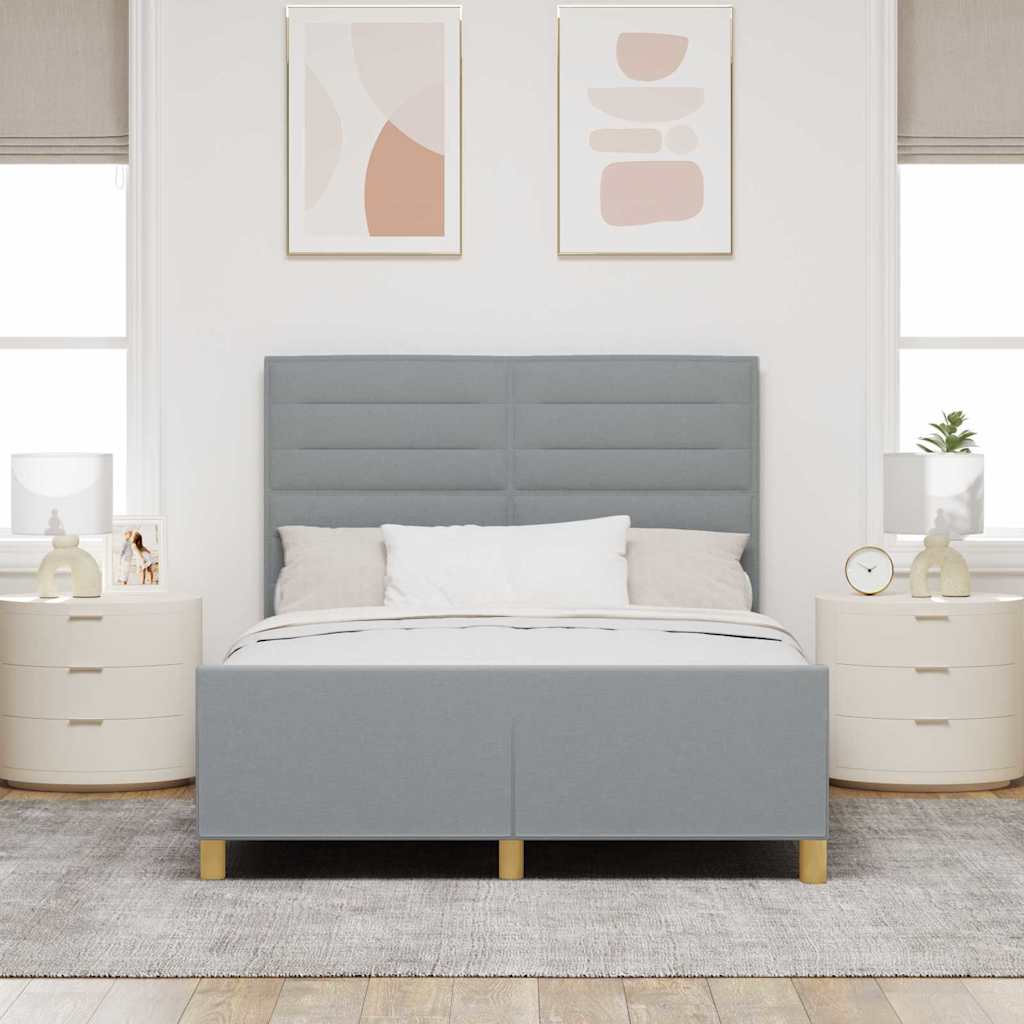 vidaXL Ramka łóżka Z zagłówkiem Jasnoszary 140 x 200 cm tkanina
