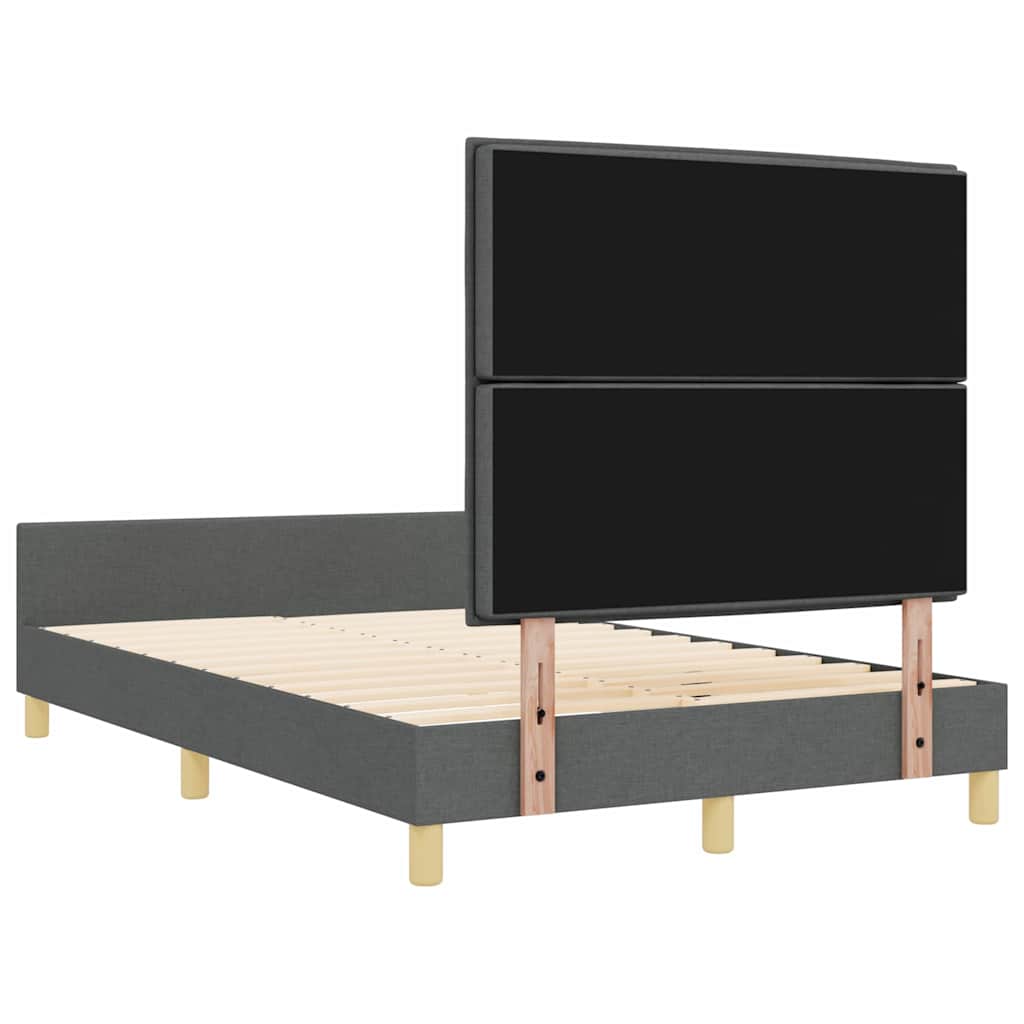 vidaXL Ramka łóżka Z zagłówkiem ciemno szary 140 x 200 cm tkanina