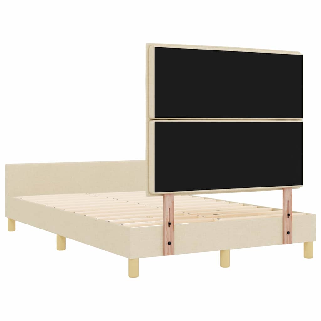 vidaXL Ramka łóżka Z zagłówkiem Kremowy 160 x 200 cm tkanina