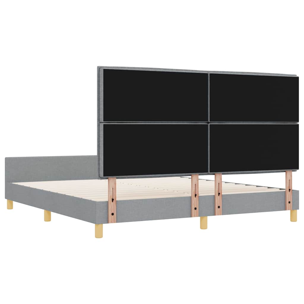 vidaXL Ramka łóżka Z zagłówkiem Jasnoszary 180 x 200 cm tkanina