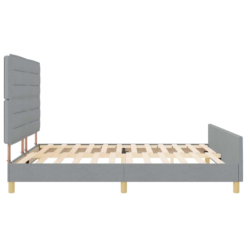 vidaXL Ramka łóżka Z zagłówkiem Jasnoszary 180 x 200 cm tkanina