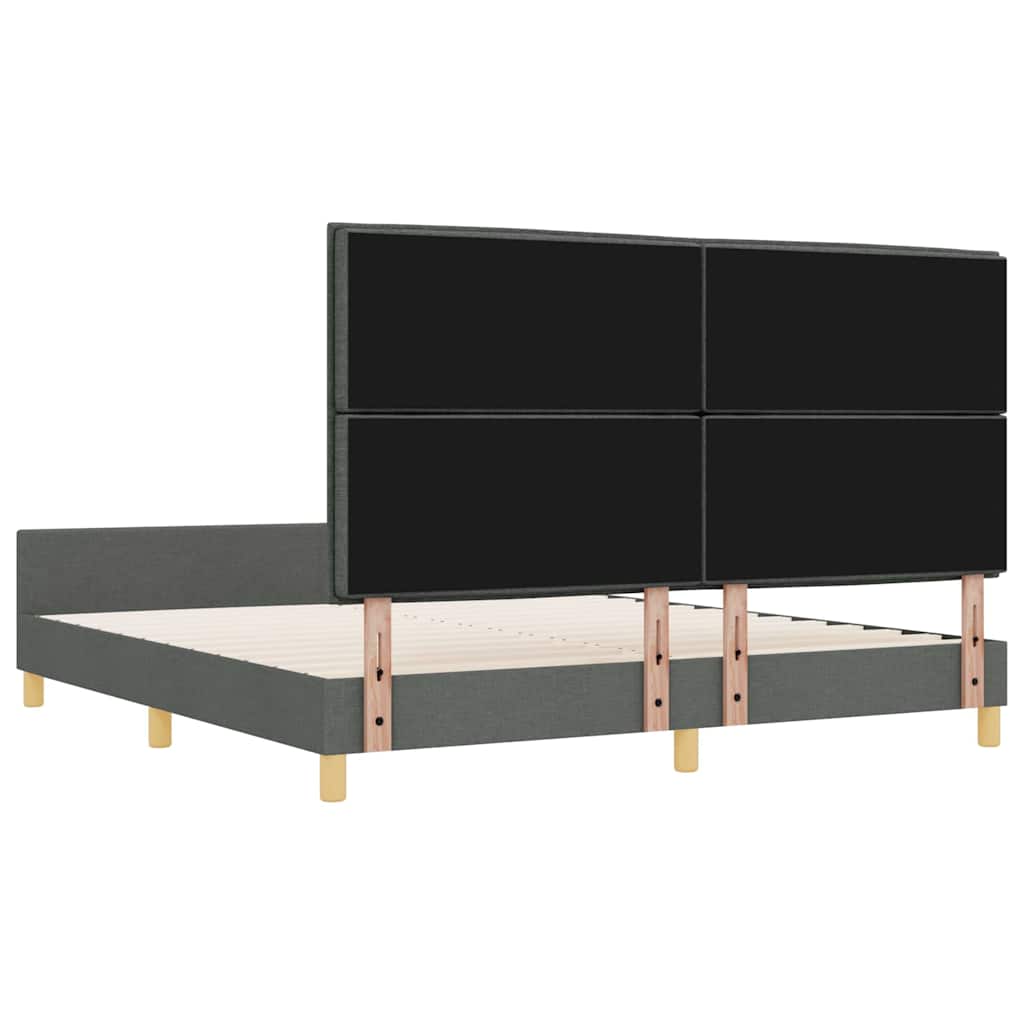 vidaXL Ramka łóżka Z zagłówkiem ciemno szary 180 x 200 cm tkanina