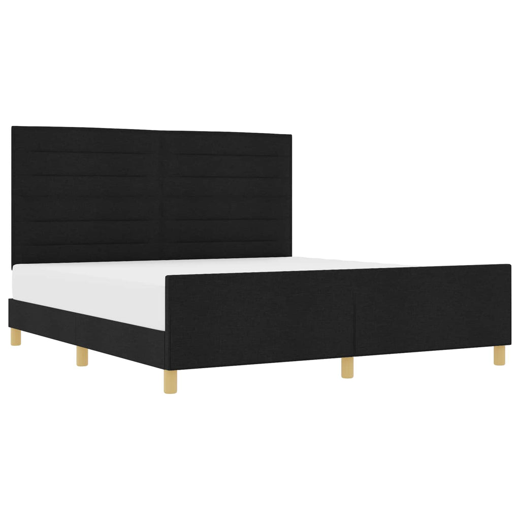 vidaXL Ramka łóżka Z zagłówkiem Czarny 180 x 200 cm tkanina