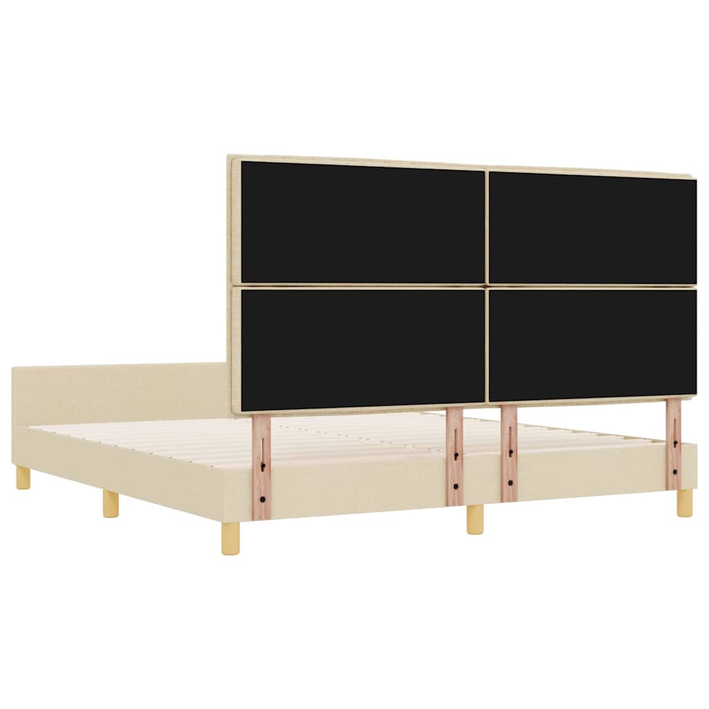 vidaXL Ramka łóżka Z zagłówkiem Kremowy 180 x 200 cm tkanina