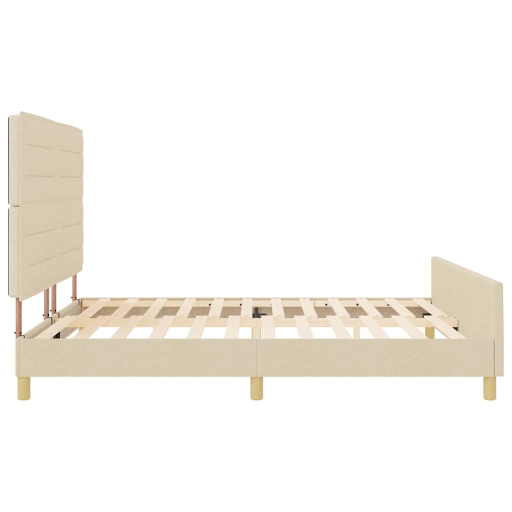 vidaXL Ramka łóżka Z zagłówkiem Kremowy 180 x 200 cm tkanina