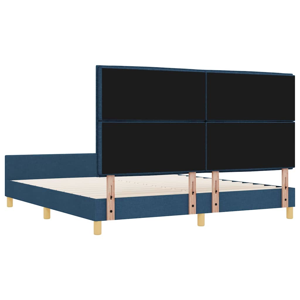vidaXL Ramka łóżka Z zagłówkiem Niebieski 180 x 200 cm tkanina